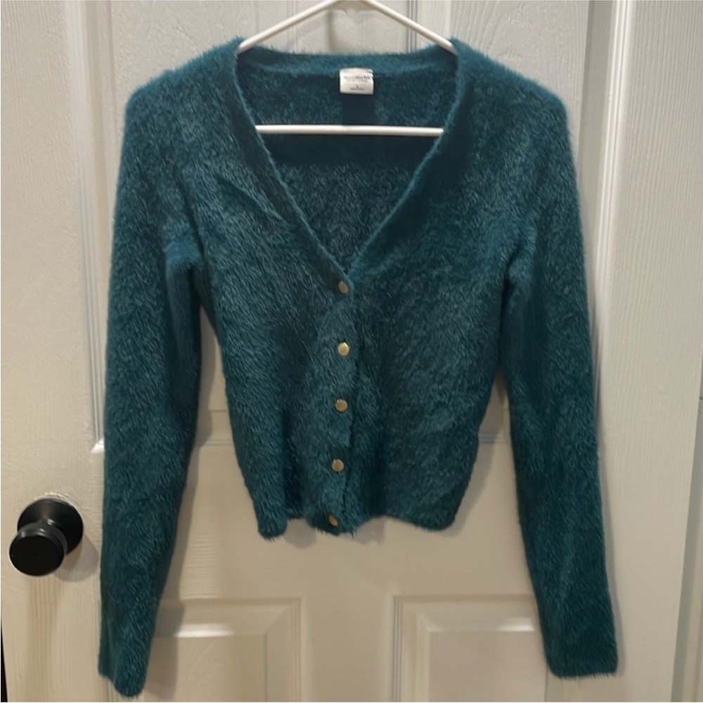 Abercrombie Eyelash Slim Cardigan Teal Sz Small